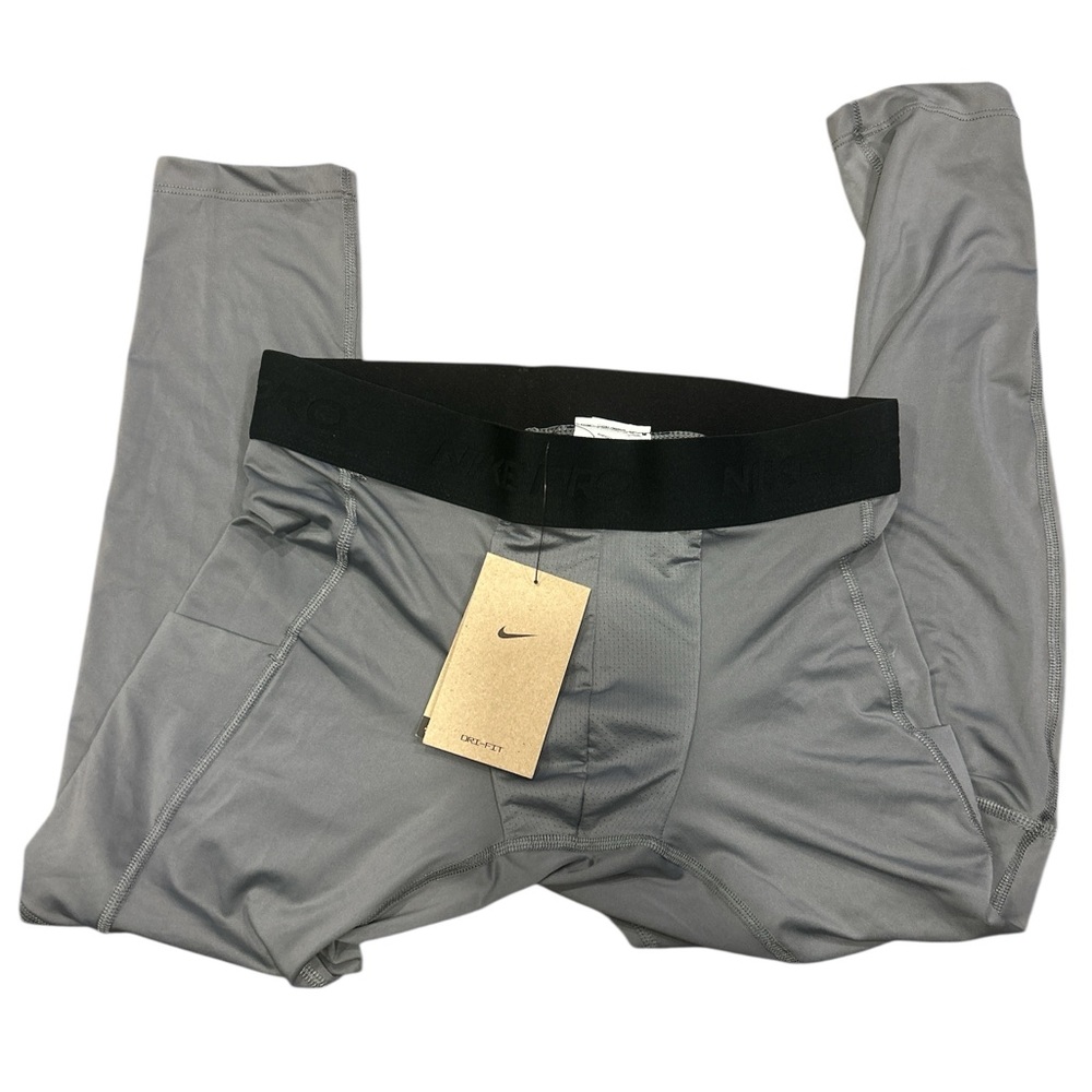 Nike Pro Dri Fit Mens Compression Tights Training Gray XXL